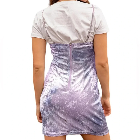 NWT Lulus Whatever Forever Tie Dye Crushed Velvet Bodycon Dress Lavender Size M - Picture 3 of 10